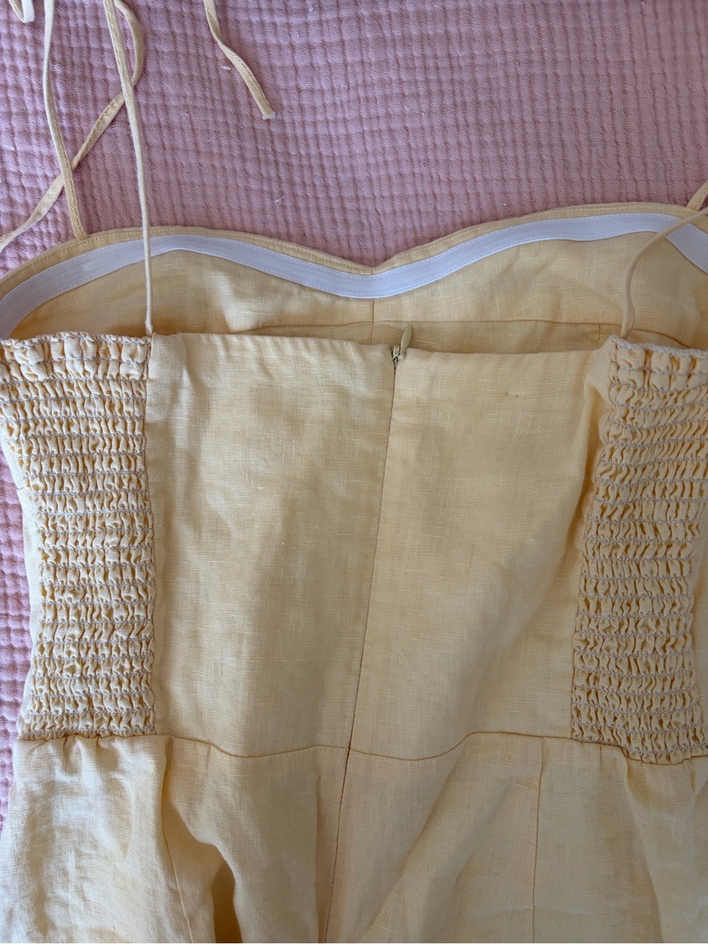 Amanda Uprichard x REVOLVE 90ies Y2K Linen Mini Dress in Pale Yellow, M - Picture 9 of 12